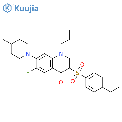 3-(4-ethylbenzenesulfonyl)-6-fluoro-7-(4-methylpiperidin-1-yl)-1-propyl-1,4-dihydroquinolin-4-one structure