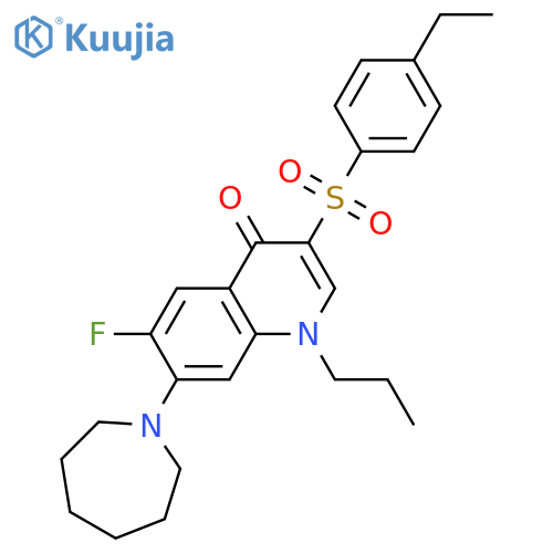 7-(azepan-1-yl)-3-(4-ethylbenzenesulfonyl)-6-fluoro-1-propyl-1,4-dihydroquinolin-4-one structure