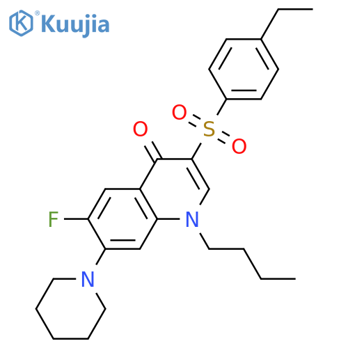 1-butyl-3-(4-ethylbenzenesulfonyl)-6-fluoro-7-(piperidin-1-yl)-1,4-dihydroquinolin-4-one structure