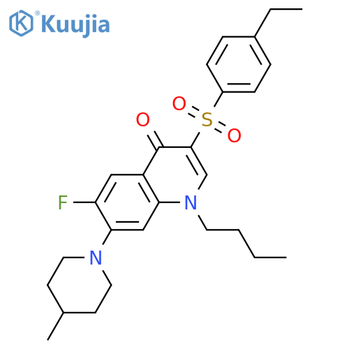 1-butyl-3-(4-ethylbenzenesulfonyl)-6-fluoro-7-(4-methylpiperidin-1-yl)-1,4-dihydroquinolin-4-one structure