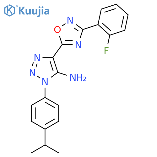 4-3-(2-fluorophenyl)-1,2,4-oxadiazol-5-yl-1-4-(propan-2-yl)phenyl-1H-1,2,3-triazol-5-amine structure