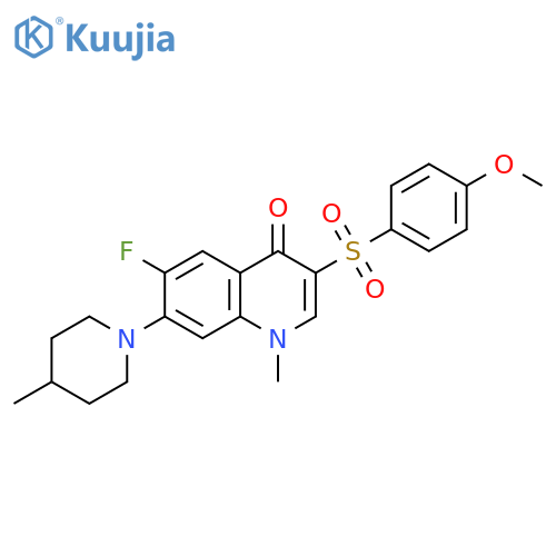 6-fluoro-3-(4-methoxybenzenesulfonyl)-1-methyl-7-(4-methylpiperidin-1-yl)-1,4-dihydroquinolin-4-one structure