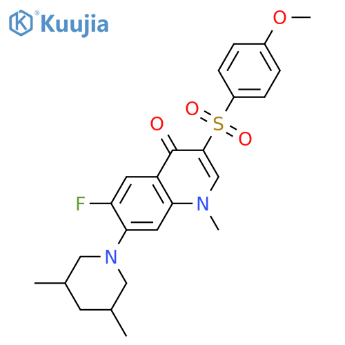 7-(3,5-dimethylpiperidin-1-yl)-6-fluoro-3-(4-methoxybenzenesulfonyl)-1-methyl-1,4-dihydroquinolin-4-one structure
