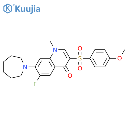7-(azepan-1-yl)-6-fluoro-3-(4-methoxybenzenesulfonyl)-1-methyl-1,4-dihydroquinolin-4-one structure