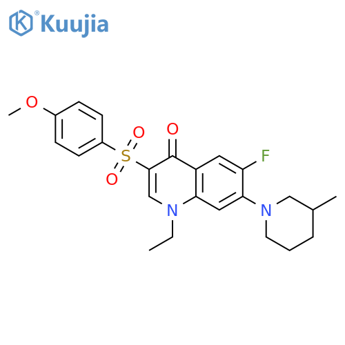 1-ethyl-6-fluoro-3-(4-methoxybenzenesulfonyl)-7-(3-methylpiperidin-1-yl)-1,4-dihydroquinolin-4-one structure