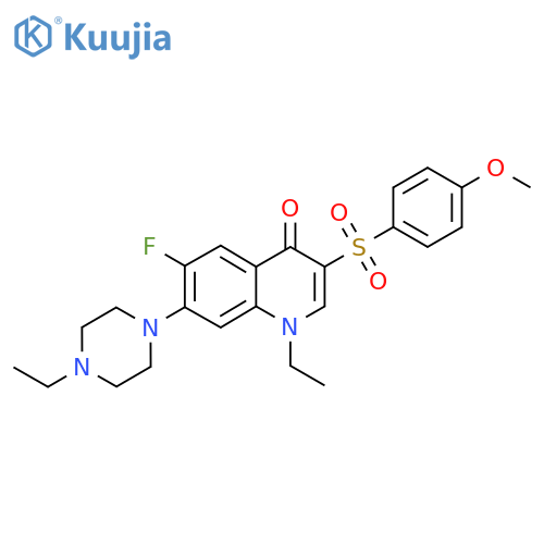 1-Ethyl-7-(4-ethylpiperazin-1-yl)-6-fluoro-3-(4-methoxybenzenesulfonyl)-1,4-dihydroquinolin-4-one structure