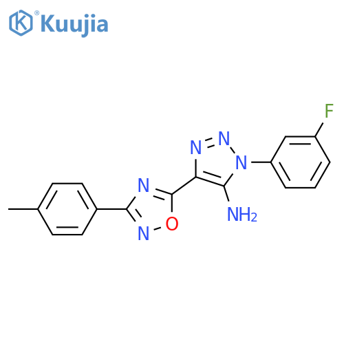 1-(3-fluorophenyl)-4-3-(4-methylphenyl)-1,2,4-oxadiazol-5-yl-1H-1,2,3-triazol-5-amine structure