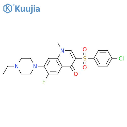 3-(4-chlorobenzenesulfonyl)-7-(4-ethylpiperazin-1-yl)-6-fluoro-1-methyl-1,4-dihydroquinolin-4-one structure