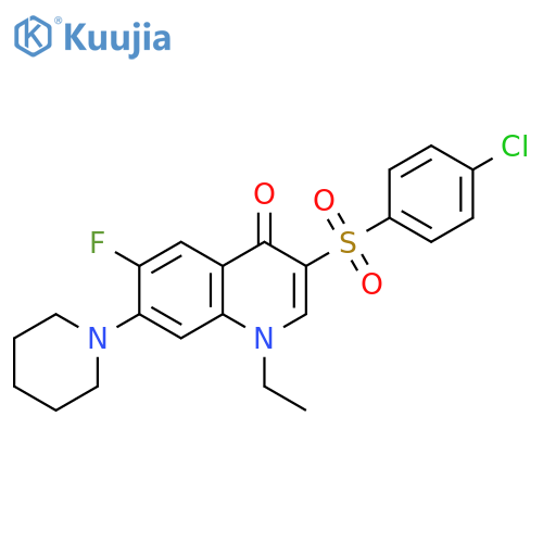 3-(4-chlorobenzenesulfonyl)-1-ethyl-6-fluoro-7-(piperidin-1-yl)-1,4-dihydroquinolin-4-one structure
