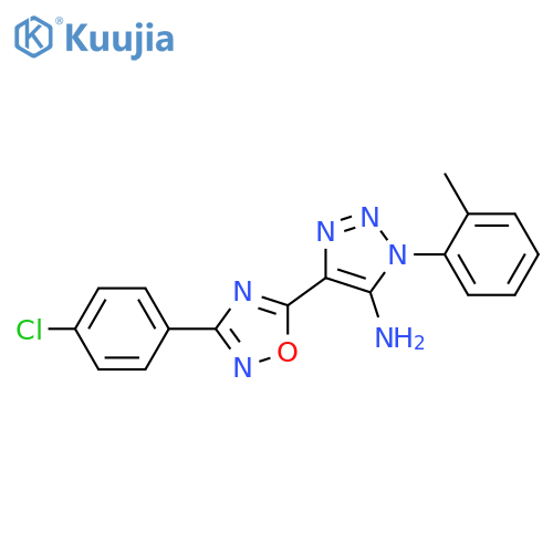 4-3-(4-chlorophenyl)-1,2,4-oxadiazol-5-yl-1-(2-methylphenyl)-1H-1,2,3-triazol-5-amine structure