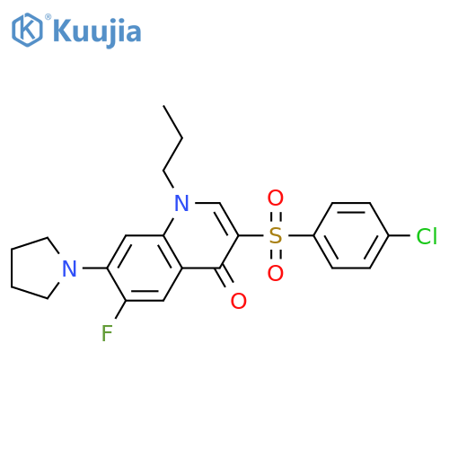 3-(4-chlorobenzenesulfonyl)-6-fluoro-1-propyl-7-(pyrrolidin-1-yl)-1,4-dihydroquinolin-4-one structure