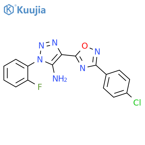 4-3-(4-chlorophenyl)-1,2,4-oxadiazol-5-yl-1-(2-fluorophenyl)-1H-1,2,3-triazol-5-amine structure