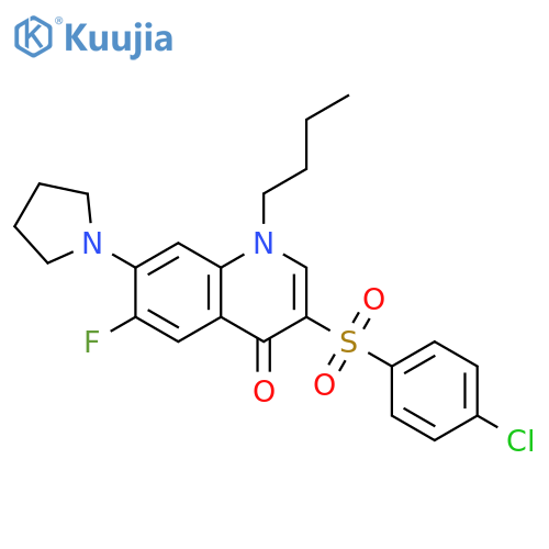 1-butyl-3-(4-chlorobenzenesulfonyl)-6-fluoro-7-(pyrrolidin-1-yl)-1,4-dihydroquinolin-4-one structure