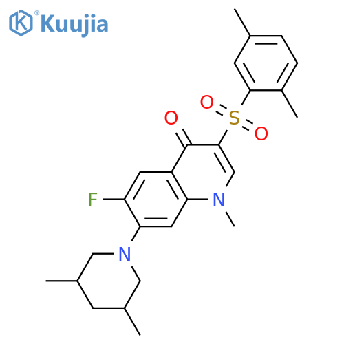 3-(2,5-dimethylbenzenesulfonyl)-7-(3,5-dimethylpiperidin-1-yl)-6-fluoro-1-methyl-1,4-dihydroquinolin-4-one structure