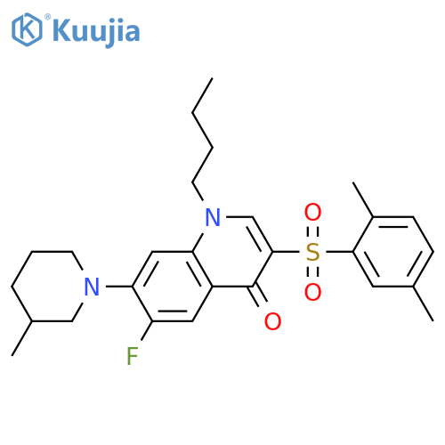 1-butyl-3-(2,5-dimethylbenzenesulfonyl)-6-fluoro-7-(3-methylpiperidin-1-yl)-1,4-dihydroquinolin-4-one structure