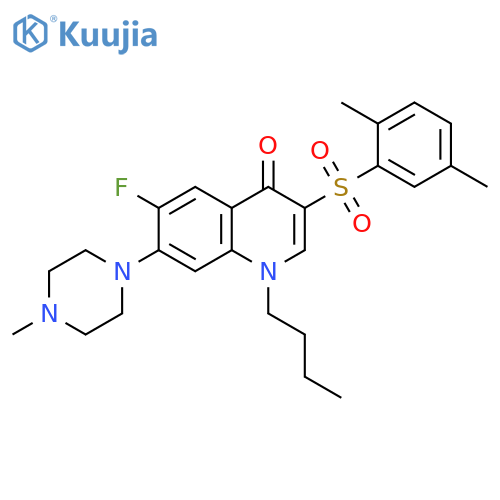 1-butyl-3-(2,5-dimethylbenzenesulfonyl)-6-fluoro-7-(4-methylpiperazin-1-yl)-1,4-dihydroquinolin-4-one structure