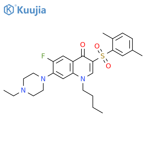 1-butyl-3-(2,5-dimethylbenzenesulfonyl)-7-(4-ethylpiperazin-1-yl)-6-fluoro-1,4-dihydroquinolin-4-one structure