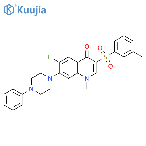 6-fluoro-1-methyl-3-(3-methylbenzenesulfonyl)-7-(4-phenylpiperazin-1-yl)-1,4-dihydroquinolin-4-one structure