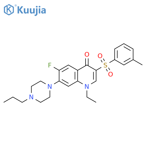 1-ethyl-6-fluoro-3-(3-methylbenzenesulfonyl)-7-(4-propylpiperazin-1-yl)-1,4-dihydroquinolin-4-one structure