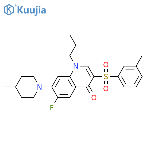 6-fluoro-3-(3-methylbenzenesulfonyl)-7-(4-methylpiperidin-1-yl)-1-propyl-1,4-dihydroquinolin-4-one structure