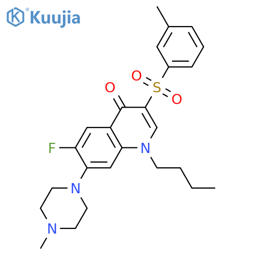 1-butyl-6-fluoro-3-(3-methylbenzenesulfonyl)-7-(4-methylpiperazin-1-yl)-1,4-dihydroquinolin-4-one structure