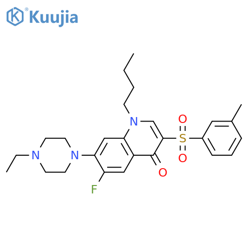 1-butyl-7-(4-ethylpiperazin-1-yl)-6-fluoro-3-(3-methylbenzenesulfonyl)-1,4-dihydroquinolin-4-one structure