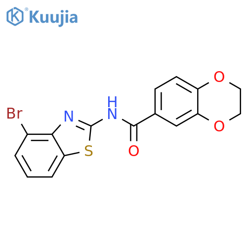 N-(4-bromo-1,3-benzothiazol-2-yl)-2,3-dihydro-1,4-benzodioxine-6-carboxamide structure