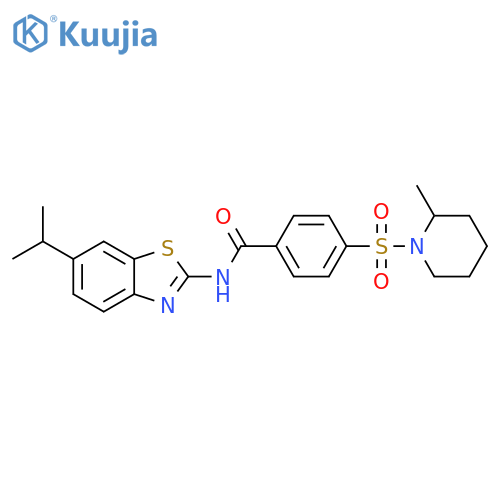 4-(2-methylpiperidin-1-yl)sulfonyl-N-6-(propan-2-yl)-1,3-benzothiazol-2-ylbenzamide structure