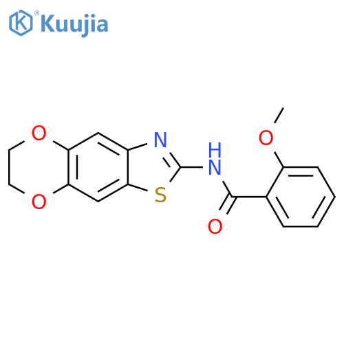 N-{10,13-dioxa-4-thia-6-azatricyclo7.4.0.0^{3,7}trideca-1,3(7),5,8-tetraen-5-yl}-2-methoxybenzamide structure