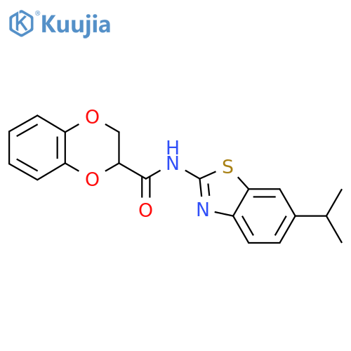 N-6-(propan-2-yl)-1,3-benzothiazol-2-yl-2,3-dihydro-1,4-benzodioxine-2-carboxamide structure