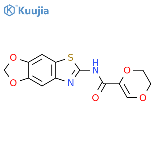 N-{4,6-dioxa-10-thia-12-azatricyclo7.3.0.0^{3,7}dodeca-1(9),2,7,11-tetraen-11-yl}-5,6-dihydro-1,4-dioxine-2-carboxamide structure