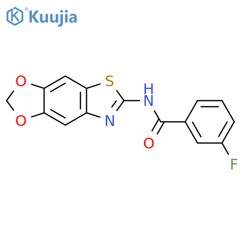 N-{4,6-dioxa-10-thia-12-azatricyclo7.3.0.0^{3,7}dodeca-1(9),2,7,11-tetraen-11-yl}-3-fluorobenzamide structure