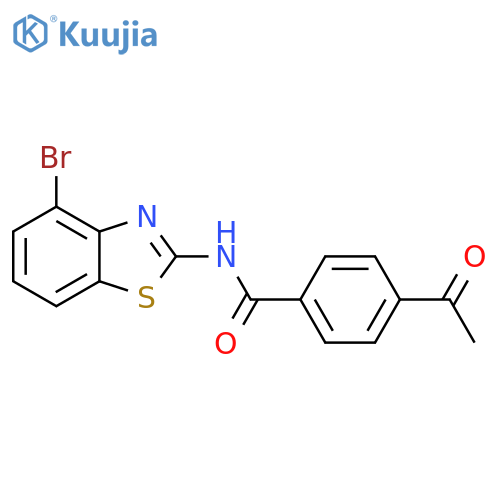 4-acetyl-N-(4-bromo-1,3-benzothiazol-2-yl)benzamide structure
