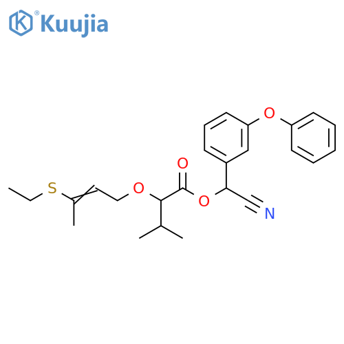 Butanoic acid, 2-[[3-(ethylthio)-2-buten-1-yl]oxy]-3-methyl-, cyano(3-phenoxyphenyl)methyl ester structure