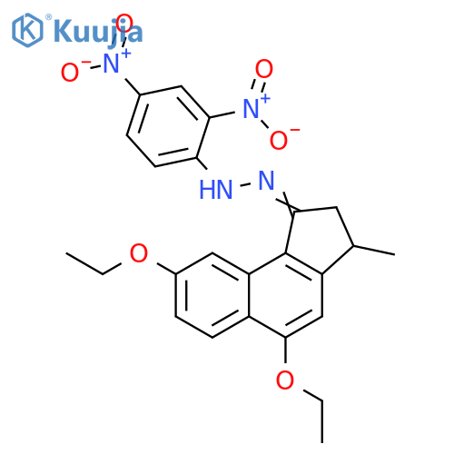 1H-Benz[e]inden-1-one, 5,8-diethoxy-2,3-dihydro-3-methyl-, 2-(2,4-dinitrophenyl)hydrazone structure
