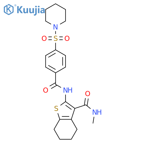 N-methyl-2-4-(piperidine-1-sulfonyl)benzamido-4,5,6,7-tetrahydro-1-benzothiophene-3-carboxamide structure
