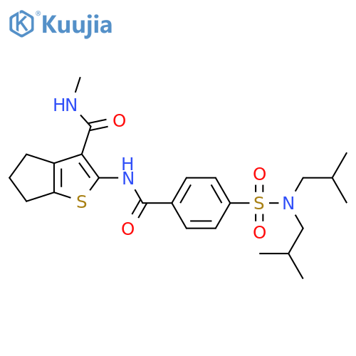2-{4-bis(2-methylpropyl)sulfamoylbenzamido}-N-methyl-4H,5H,6H-cyclopentabthiophene-3-carboxamide structure