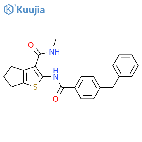 2-(4-benzylbenzamido)-N-methyl-4H,5H,6H-cyclopentabthiophene-3-carboxamide structure