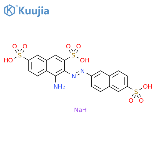 2,7-Naphthalenedisulfonic acid, 4-amino-3-[2-(6-sulfo-2-naphthalenyl)diazenyl]-, sodium salt (1:3) structure