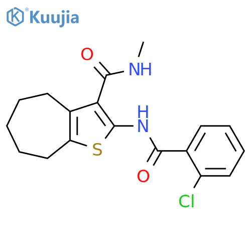 2-(2-chlorobenzamido)-N-methyl-4H,5H,6H,7H,8H-cycloheptabthiophene-3-carboxamide structure