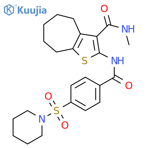 N-methyl-2-4-(piperidine-1-sulfonyl)benzamido-4H,5H,6H,7H,8H-cycloheptabthiophene-3-carboxamide structure