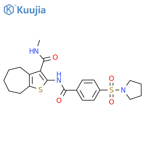 N-methyl-2-4-(pyrrolidine-1-sulfonyl)benzamido-4H,5H,6H,7H,8H-cycloheptabthiophene-3-carboxamide structure