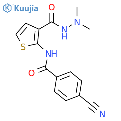 4-cyano-N-3-(N',N'-dimethylhydrazinecarbonyl)thiophen-2-ylbenzamide structure