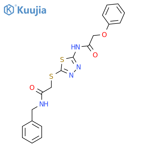 N-benzyl-2-{5-(2-phenoxyacetamido)-1,3,4-thiadiazol-2-ylsulfanyl}acetamide structure