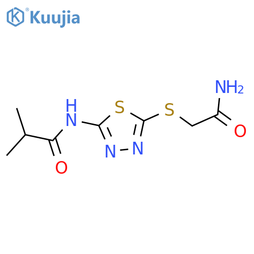 N-{5-(carbamoylmethyl)sulfanyl-1,3,4-thiadiazol-2-yl}-2-methylpropanamide structure