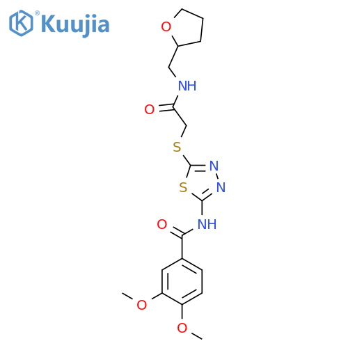 3,4-dimethoxy-N-{5-({(oxolan-2-yl)methylcarbamoyl}methyl)sulfanyl-1,3,4-thiadiazol-2-yl}benzamide structure