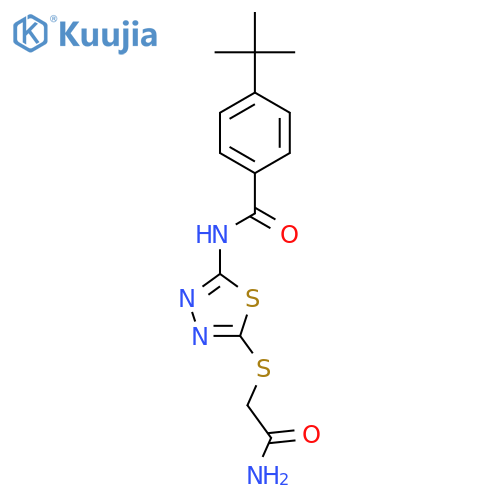 4-tert-butyl-N-{5-(carbamoylmethyl)sulfanyl-1,3,4-thiadiazol-2-yl}benzamide structure