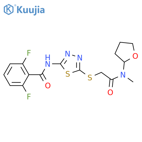 2,6-difluoro-N-{5-({(oxolan-2-yl)methylcarbamoyl}methyl)sulfanyl-1,3,4-thiadiazol-2-yl}benzamide structure