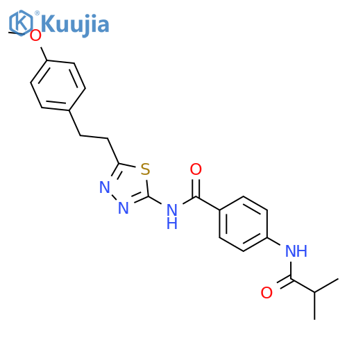 <br>4-Isobutyrylamino-N-{5-[2-(4-methoxy-phenyl)-ethyl]-[1,3,4]thiadiazol-2-yl} -benzamide structure