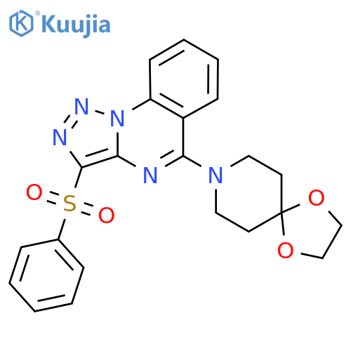 8-3-(benzenesulfonyl)-1,2,3triazolo1,5-aquinazolin-5-yl-1,4-dioxa-8-azaspiro4.5decane structure